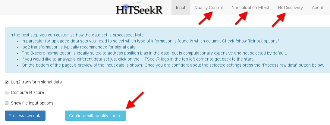 After the processing of the raw data, new options become available